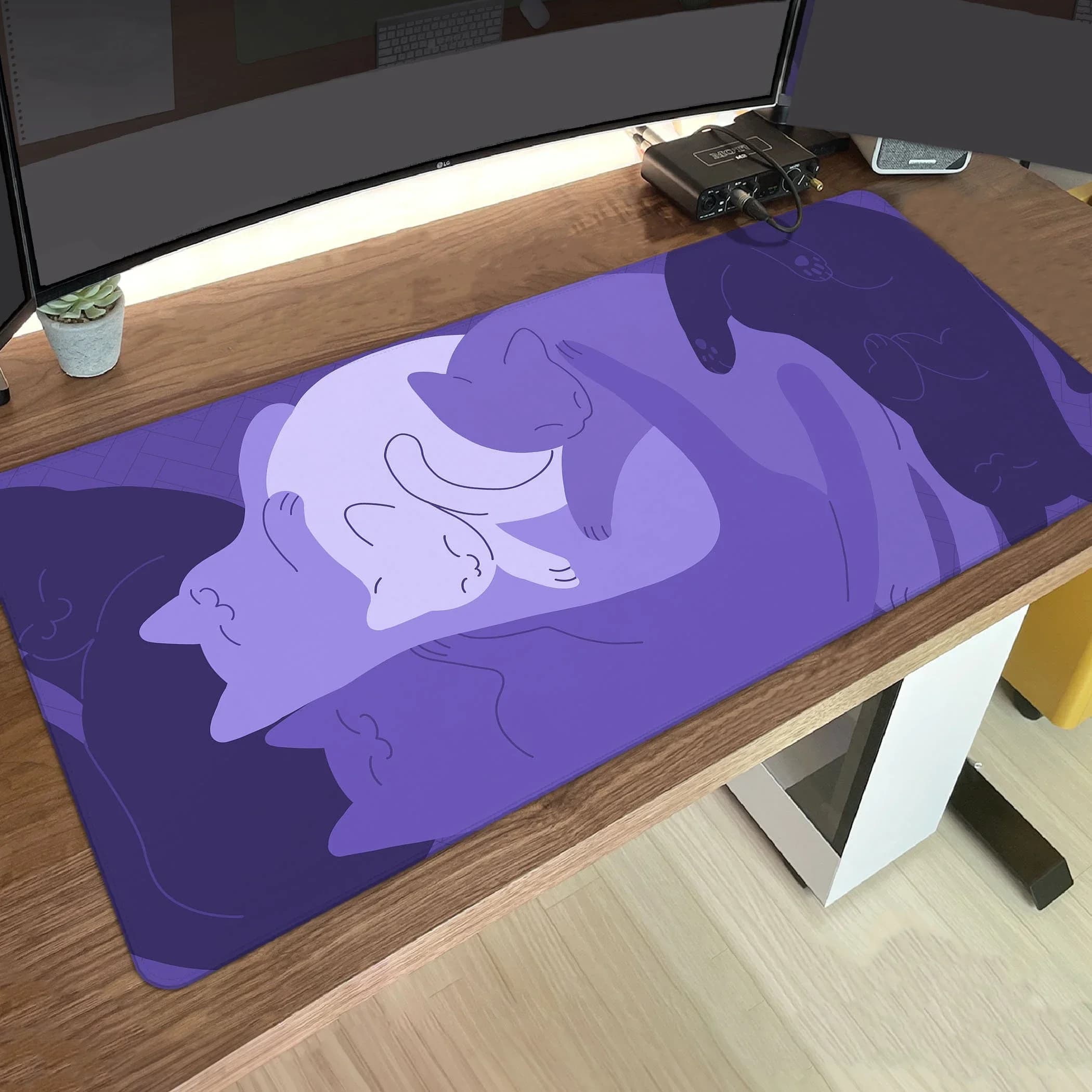 Tapis de bureau pour ordinateur portable, tapis de souris pour ordinateur portable, tapis de souris pour jeux vidéo, tapis de souris violet, tapis de