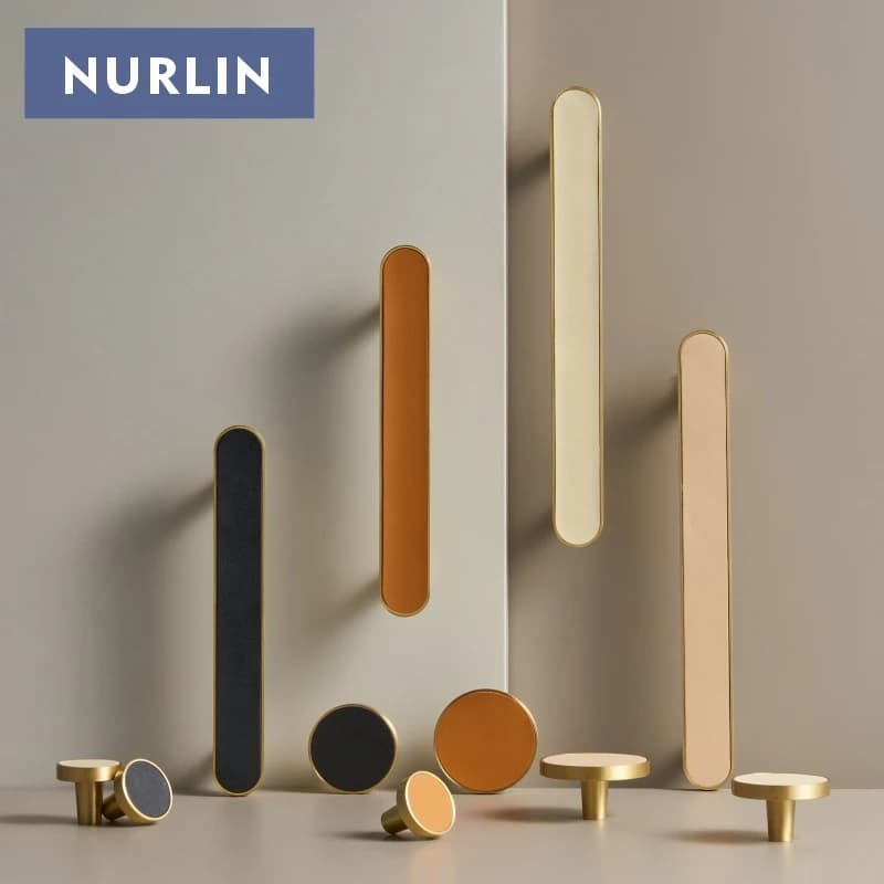 Nurlin-Meuble en Laiton et Cuir de Vache, Cercle Long, Armoire Luxueuse, lèvent de Porte, Bordure Multiple