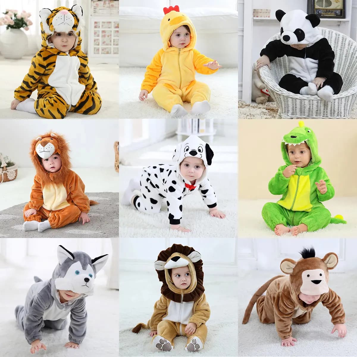 Umorden infantile enfant en bas âge chien dalmatien Lion tigre dinosaure Costumes bébé garçons filles Kigurumi dessin animé Animal barboteuse