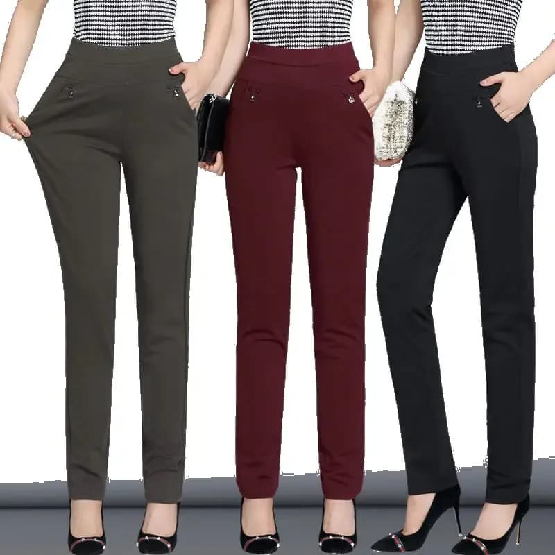 Nouveau y2k automne grande taille femmes pantalons mode couleur unie maigre taille haute élastique pantalon Fit dame pantalons ensembles femme