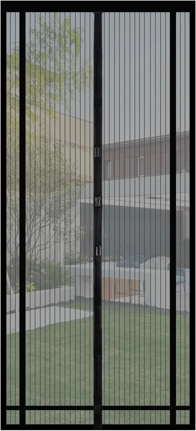 Moustiquaire magnétique, porte de balcon, sans perçage, adaptable sur mesure, protection contre les mouches, protection contre les insectes, noir