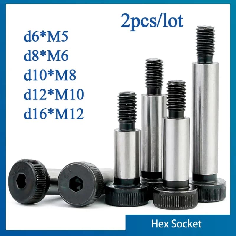 2 pièces/lot M5 M6 M8 M10 diamètre = 6 8 10 12mm Grade 12.9 acier à six pans creux tête de capuchon épaule roulement à rouleaux vis boulon