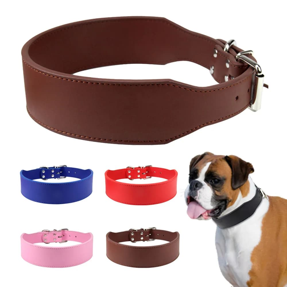 Large 5 cm Durable grand collier de chien en cuir microfibre sangle de cou pour animaux de compagnie collier en forme de poisson pour chiens moyens et