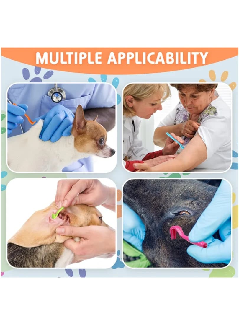 Kit d'outils pour enlever les tiques, pinces à tiques en plastique sûres pour chiens et chats, crochet à prise facile pour enlever les tiques et