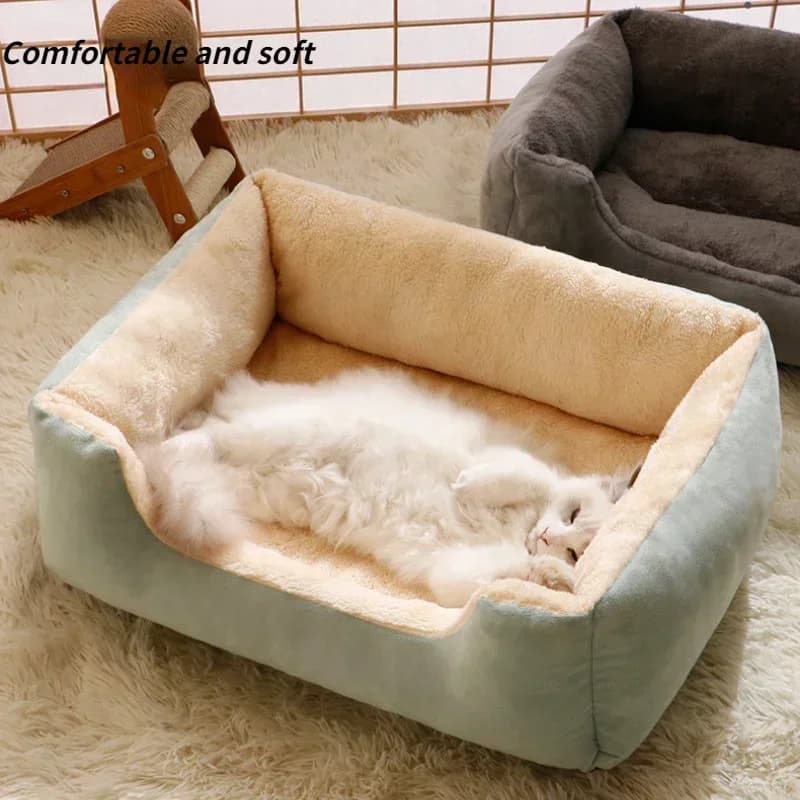 Canapé-lit pour animaux de compagnie, maison chaude, nid carré de couleur bonbon, chenils pour petits chiens et chats, chiots d'hiver, chatons,