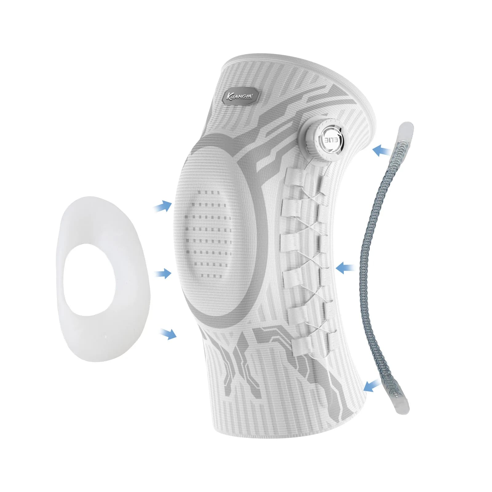 Genouillère intelligente Kuangmi avec coussinet en gel rotulien et stabilisateur latéral, genouillère de compression pour l'exercice (unitaire),