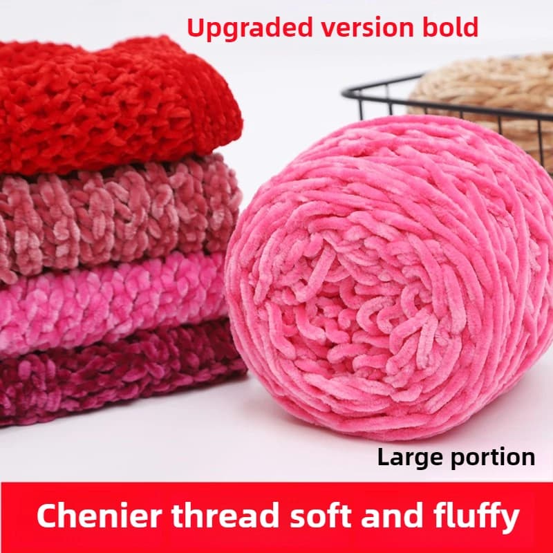 Fil Chenille Épais et Chaud pour le Crochet à la Main, Écharpes de Bricolage, Pantoufles, Sacs de Poupées Optique, Fil de Velours Doux et