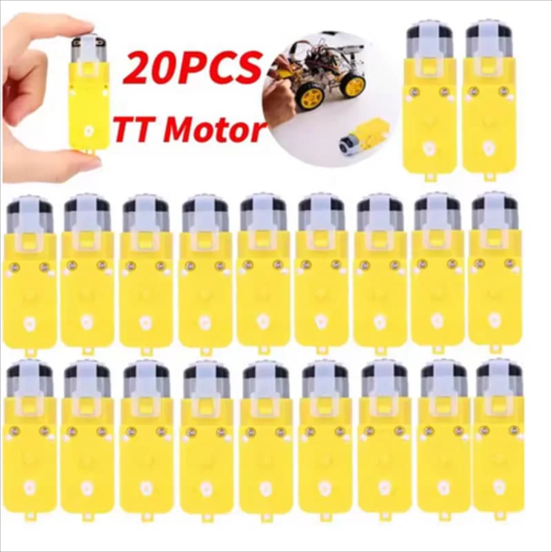 Moteur à engrenages de robot de voiture intelligente, arbre de tourisme, TT, DC 3-12V, 4 entraînements de châssis, EMC, installation, 20-1 pièces