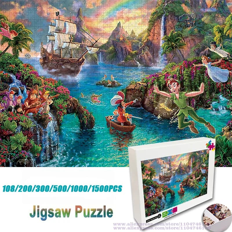 Puzzle de dessin animé Disney, 108/200/300/500/1000/1500 pièces, Puzzle d'intelligence directe d'usine pour enfants