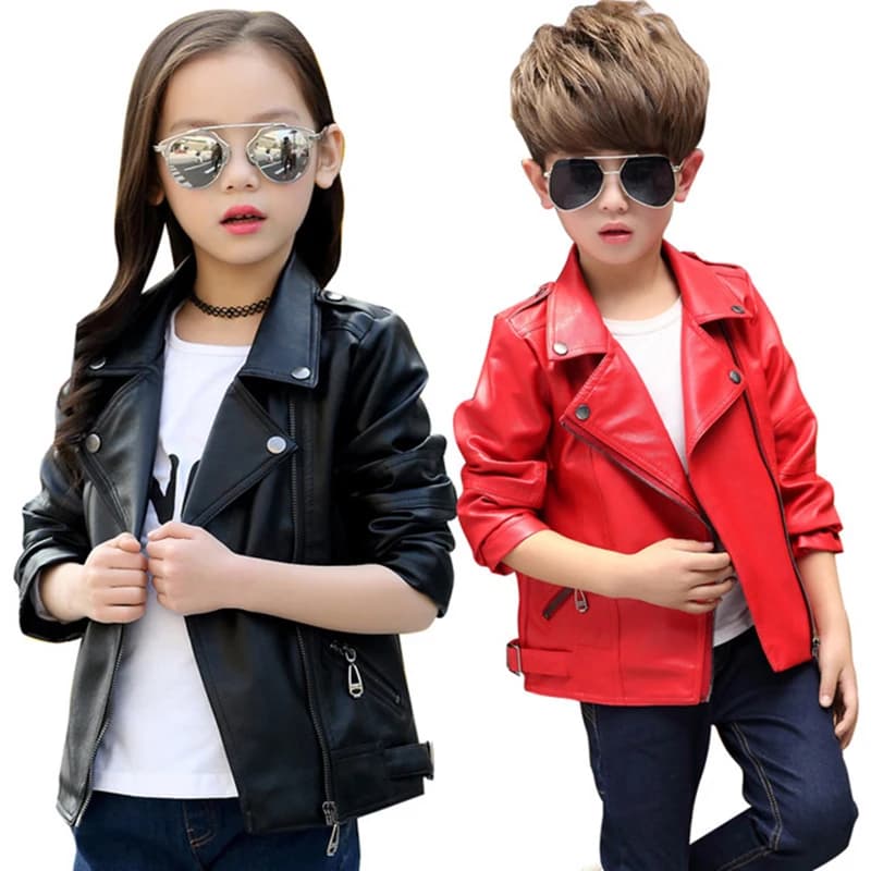 Veste en similicuir à manches longues pour enfants, manteau en PU pour filles, ceinture zippée, vestes pour adolescents, garçons, enfants de 2 à