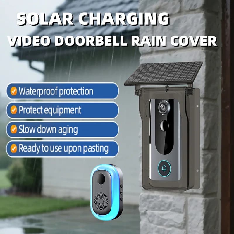Sonnette sans fil solaire, couverture de Charge contre la pluie, trous de porte numériques, Tuya Wifi, caméra de sécurité, interphone vidéo,