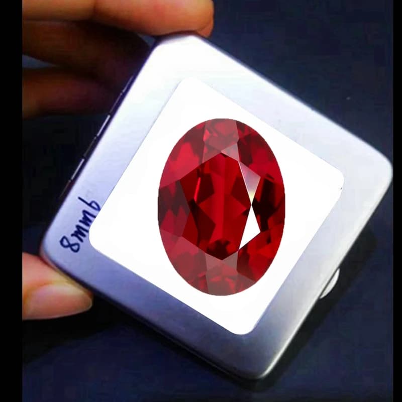 Pierres précieuses de qualité supérieure, rubis ovales, plusieurs tailles, test UV réussi, en vrac, pour collection et fabrication de bijoux.