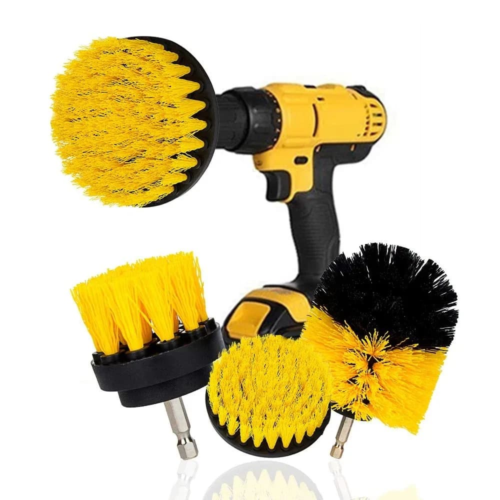 Brosse à récurer électrique, kit de perceuse, brosses rondes en plastique pour livres, tapis, verre, pneus de voiture, brosses en nylon 2/3.5/4 en