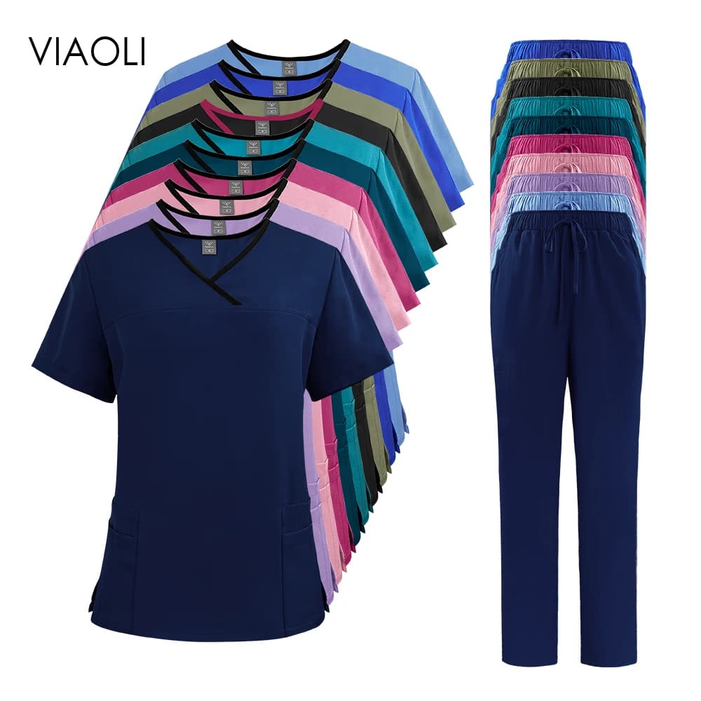 Blouses d'allaitement respirantes de couleur unie, uniformes pour femmes, élasticité, clinique pour animaux de compagnie, vêtements de travail pour