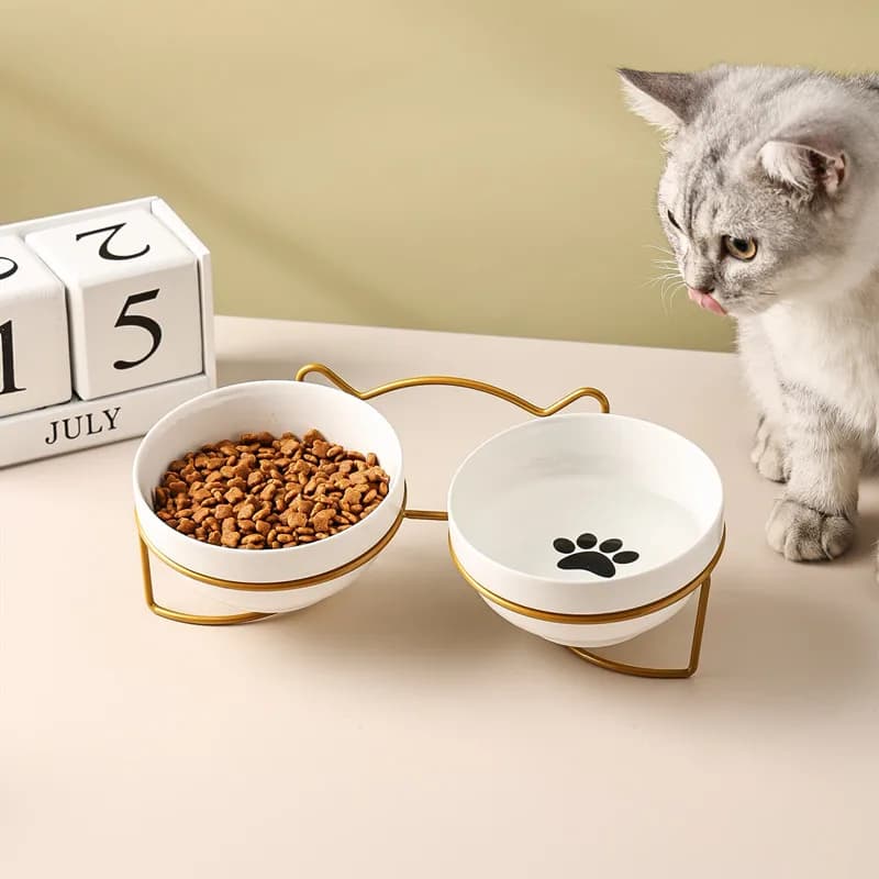 1-3 pièces créatif Protection cervicale fournitures pour animaux de compagnie en céramique Double bol pour chat bol en céramique pour chat bol de