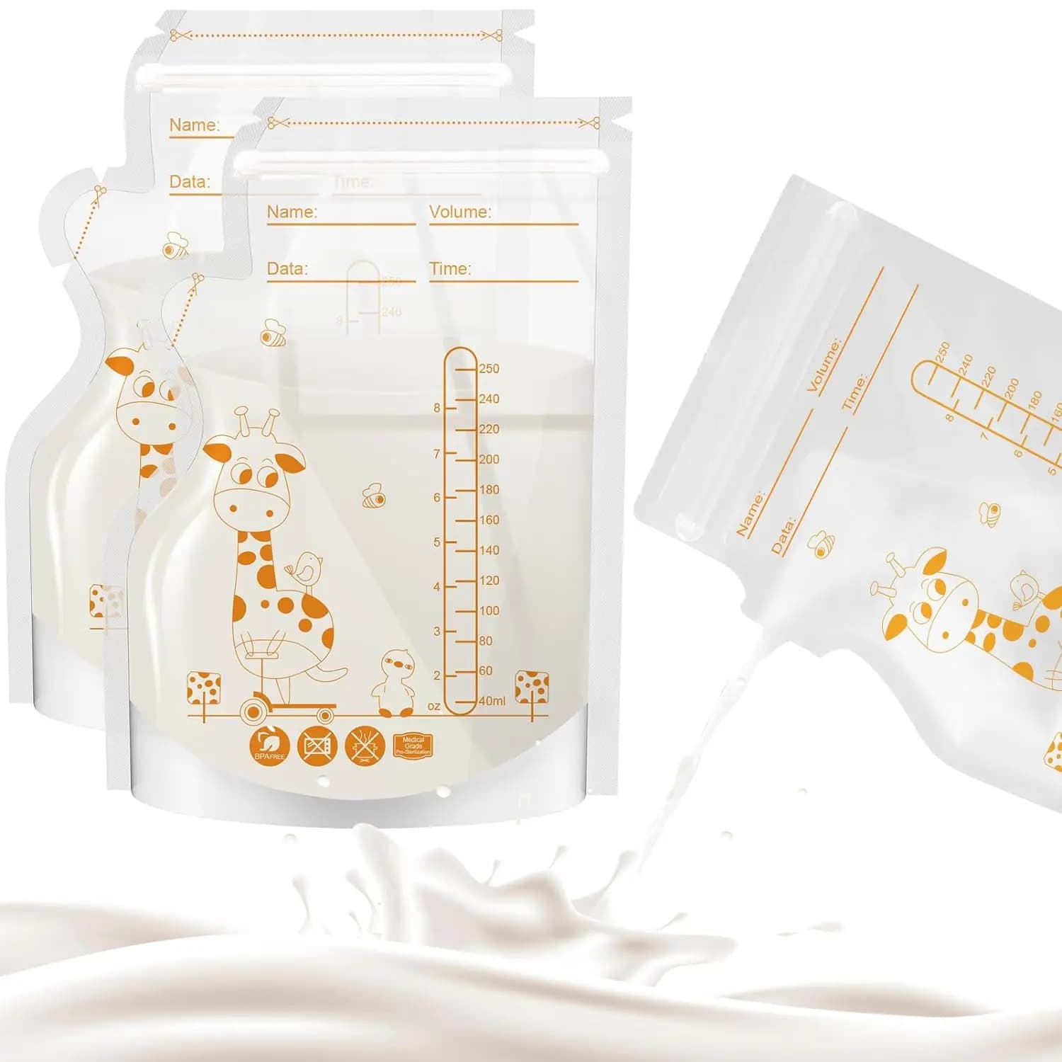 Sacs de conservation du lait maternel, 100 pièces, pochettes pré-sterilizées anti-fuite sans BPA, jetables, stockage du lait maternel pour pomper