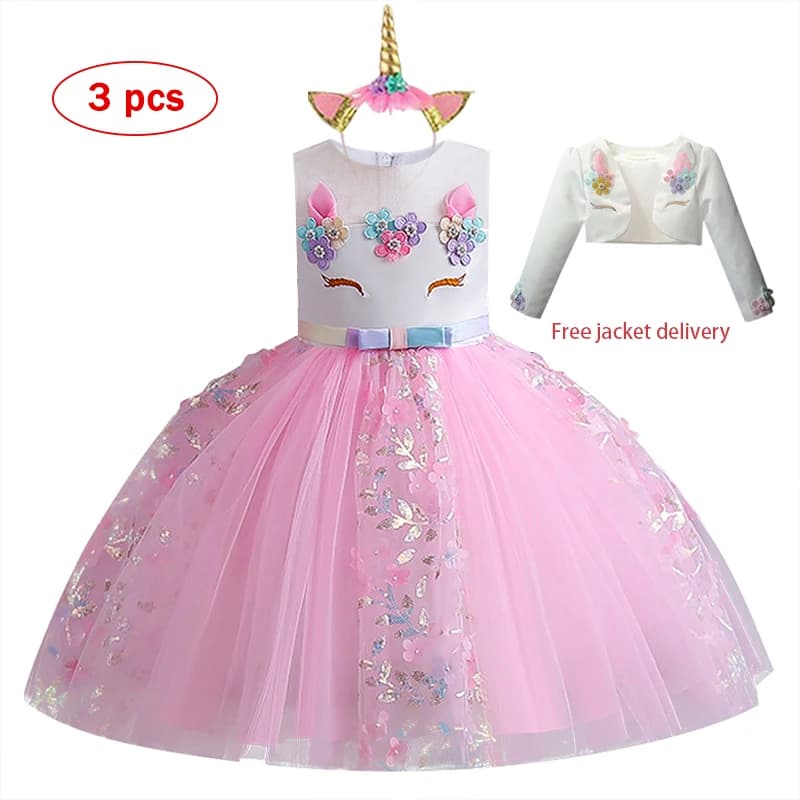 Robe licorne arc-en-ciel pour filles, robe de danse brodée, vêtements de spectacle d'halloween, vêtements pour enfants de 3 à 10 ans, nouvelle