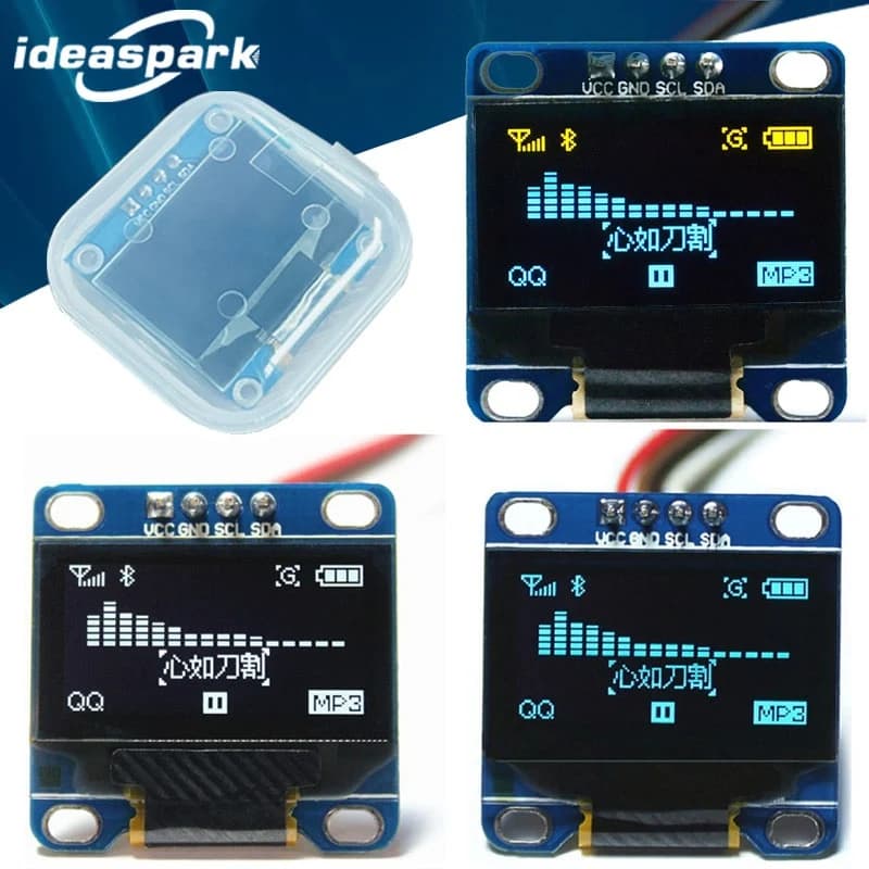 Module d'affichage OLED 0,96 pouces SSD1306 I2C IIC SPI série 128X64 LCD 4 broches jaune bleu blanc bleu pour Arduino (en-têtes de broches soudées)