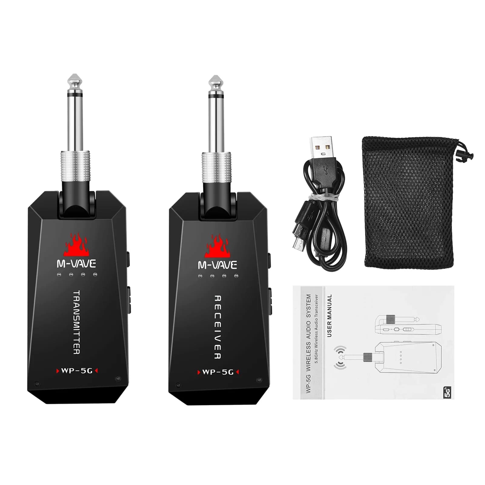M-VAVE WP-5G 5.8G Sans Fil JESystem Rechargeable Audio Émetteur Récepteur JEAmplifier JEParts & Accessoires