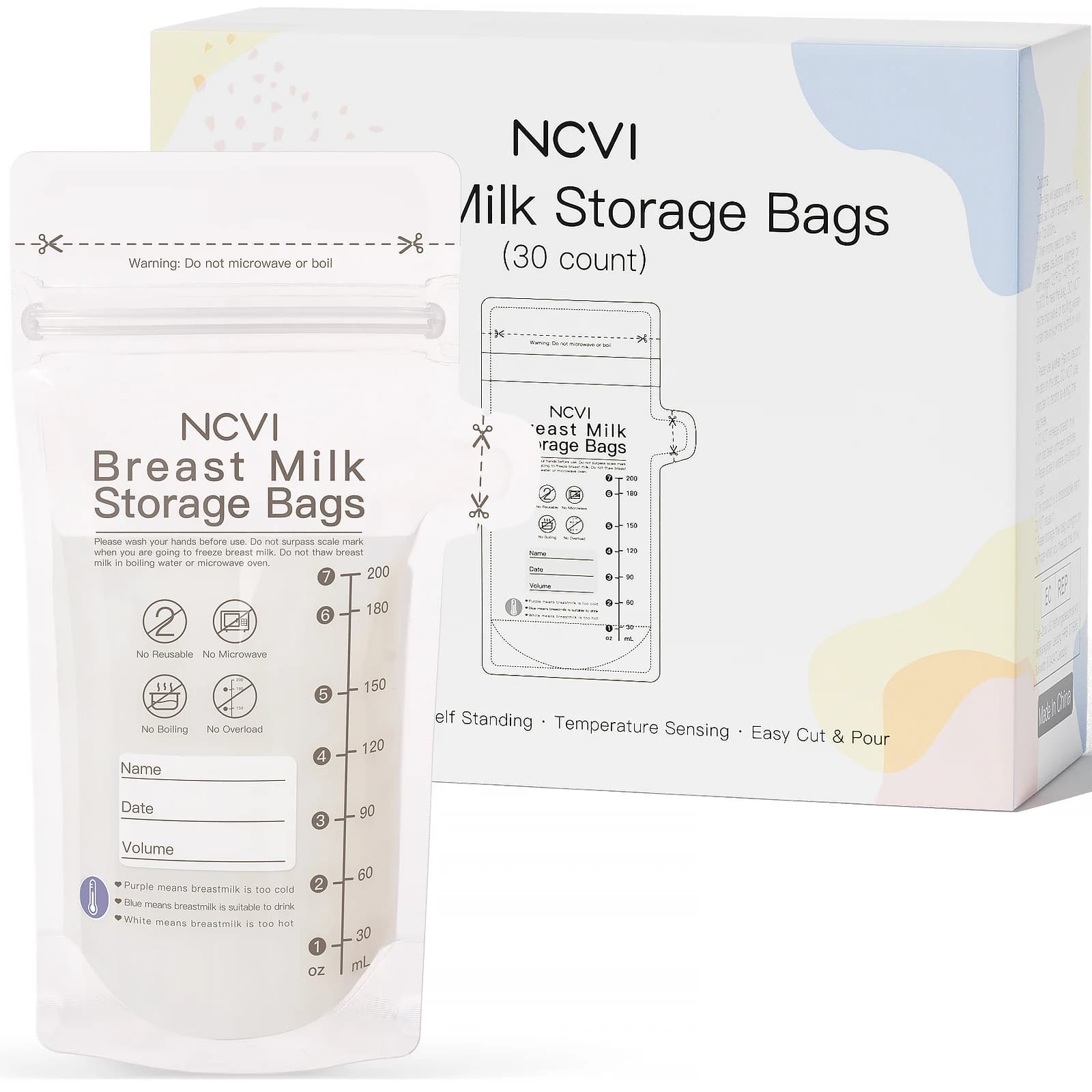 Sacs de conservation du lait maternel NCVI, sacs de congélation du lait de 200 ml pour l'allaitement, sac de conservation, thermosensible, doublement