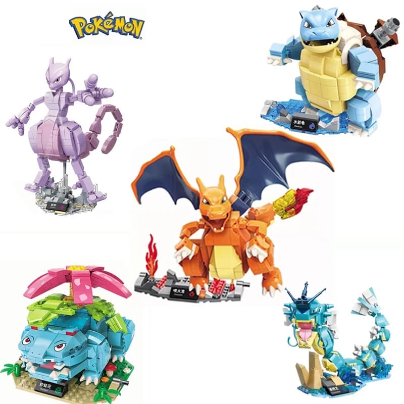 Blocs de construction de dessins animés Pokemon Pikachu Bulbasaur, ensembles de briques, poupées de film, modèle, jouets pour jeunes, cadeau pour