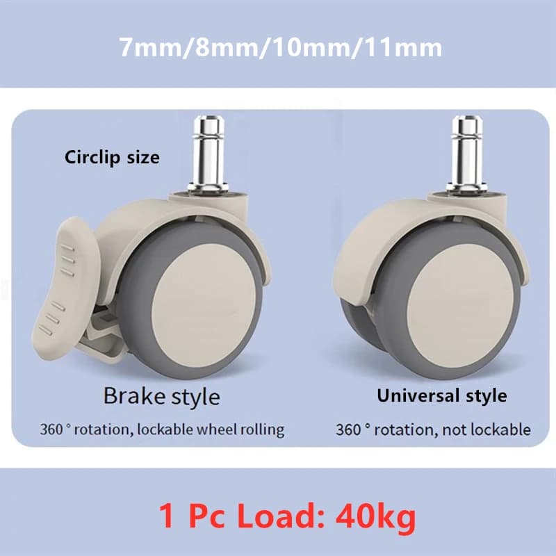 1 Pc Circlip 7/8/10/11mm universel/frein meubles Table roue gris chevet plat roulette Mobile silencieux petite chaise