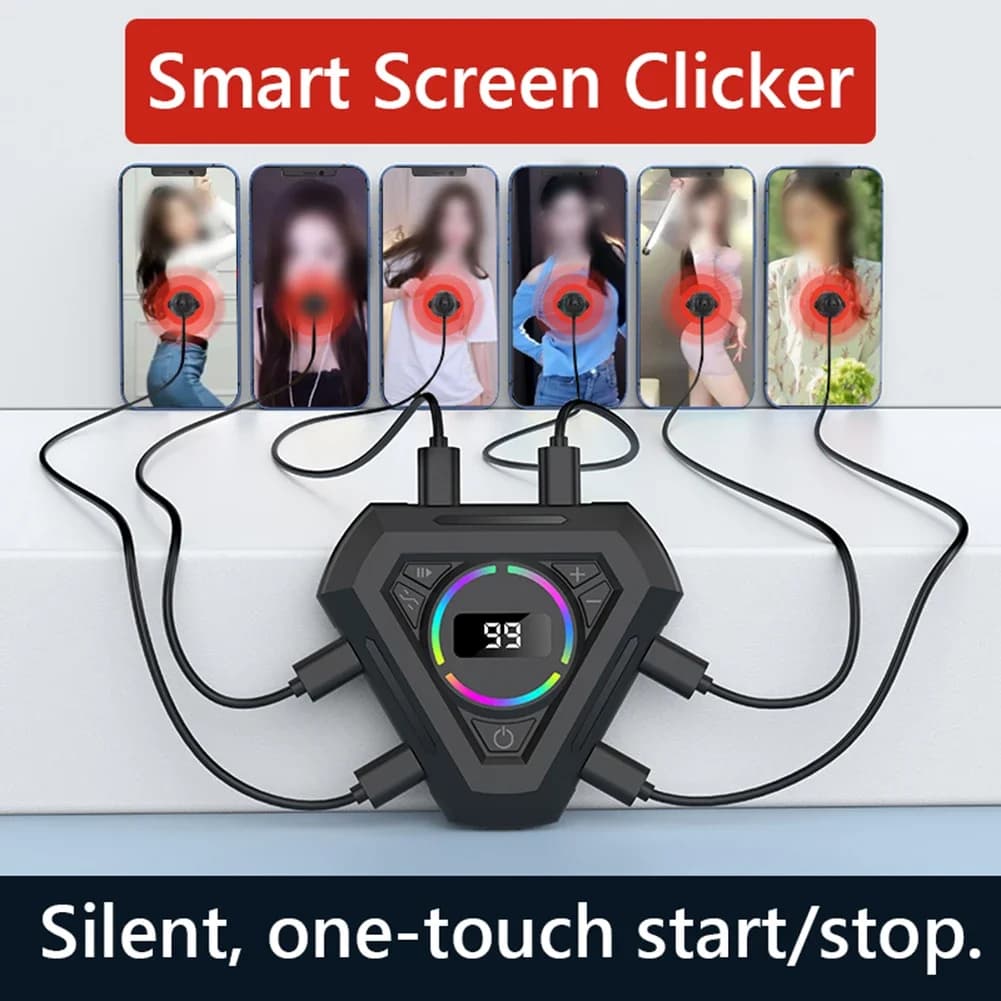 Écran de téléphone portable automatique, vitesse réglable, réglage automatique, écran silencieux, clickers pour jeux, diffusions en direct,