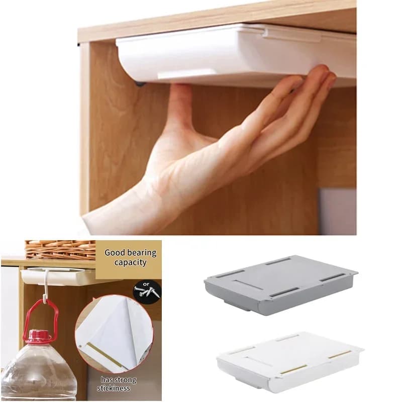 Boîte de rangement cachée, tiroir de rangement de bureau, support de rangement de Table en plastique auto-adhésif, organisateur de papeterie de