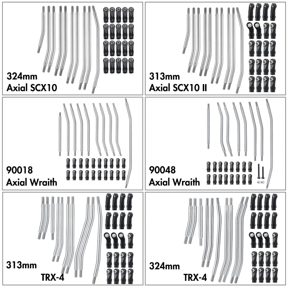 YEAHRUN 10 pièces en acier inoxydable lien de direction le plus récent ensemble pour TRX-4 TRtage TRX-6 Axial SCX10 II 90046 1/10 RC inoler voiture