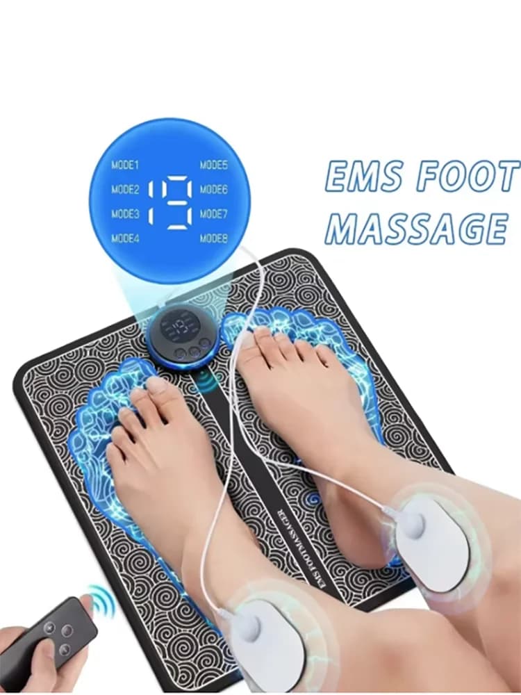 Tapis de massage EMS rechargeable pour les pieds avec télécommande, stimulateur musculaire électrique portable pour soulager la douleur et se