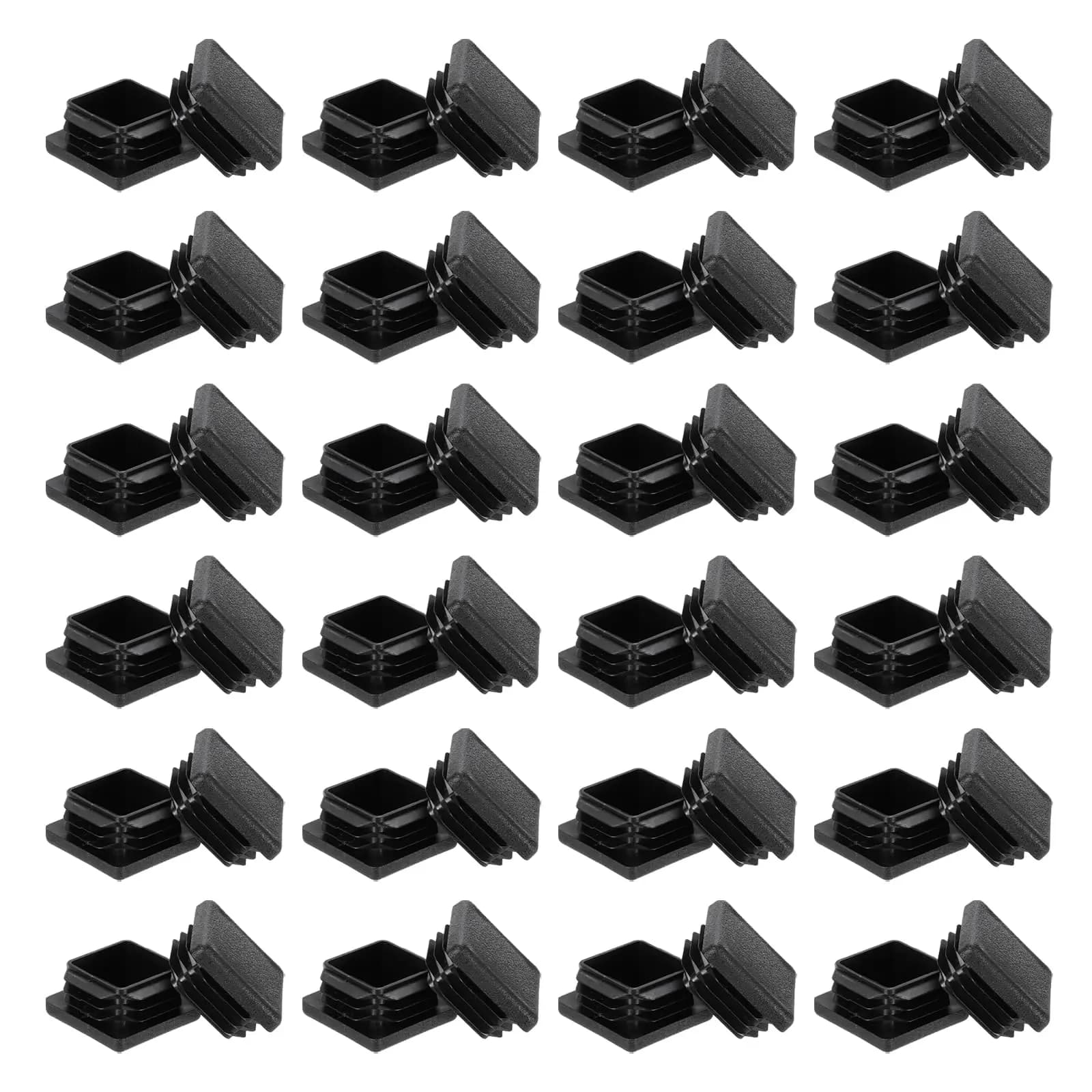 Embouts carrés en plastique, 1 à 100 pièces, bouchon de tuyau noir, tailles assorties 10x10mm-120x120mm pour pieds de chaise, meubles, bricolage