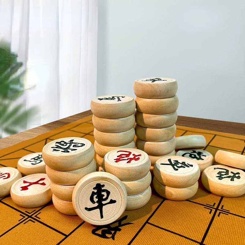 Jeu d'échecs traditionnels chinois, héritage de la sagesse orientale ancienne, ensemble d'échecs en bois massif, échiquier en cuir, Culture