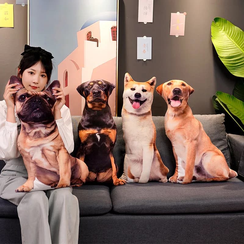 Oreiller en peluche de chien de Simulation 3D, 1 pièce, doux, réaliste, Shiba Inu Corgi bouledogue, canapé, chambre à coucher, jouets, décoration