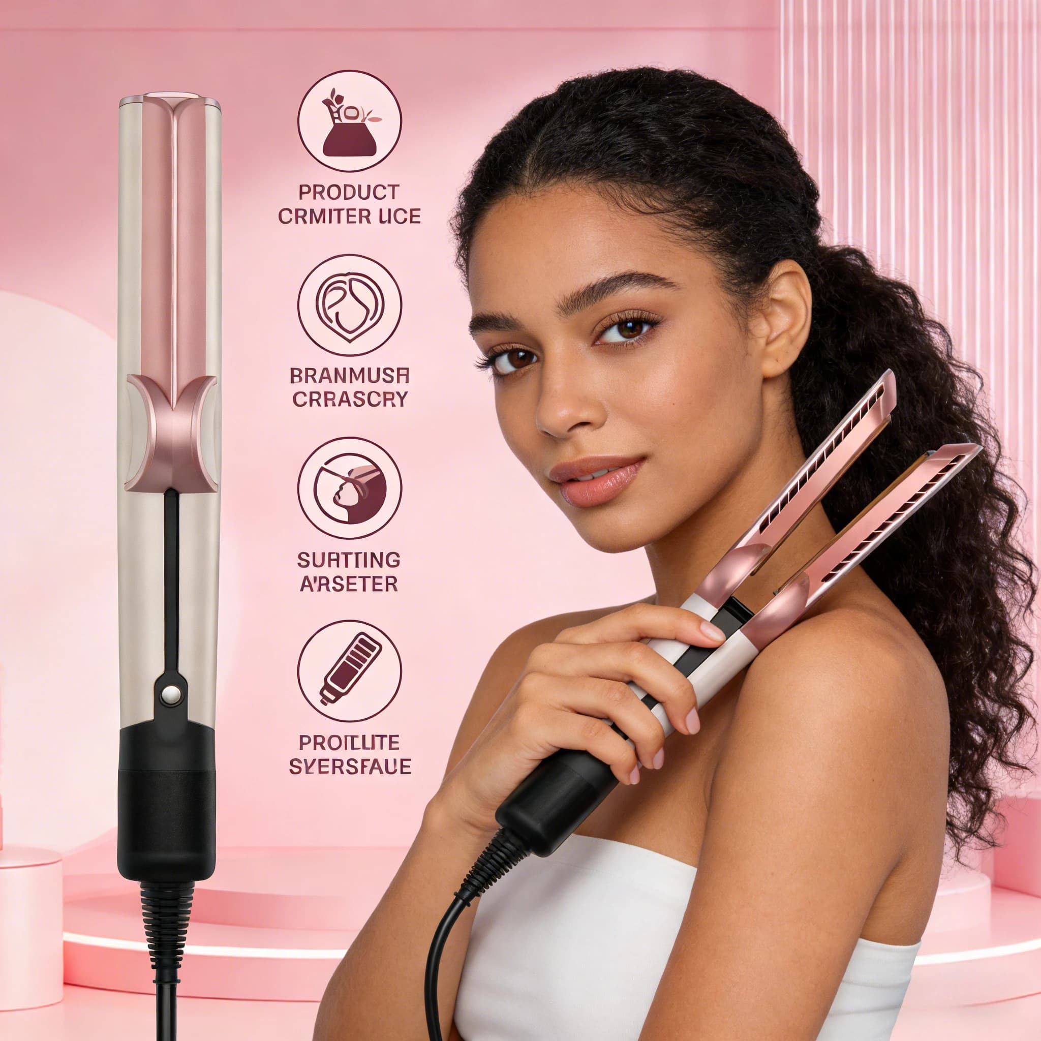 Lisseur et sèche-cheveux professionnel 2 en 1, fer à lisser chauffant, fer à ions négatifs, outil de coiffage longue durée