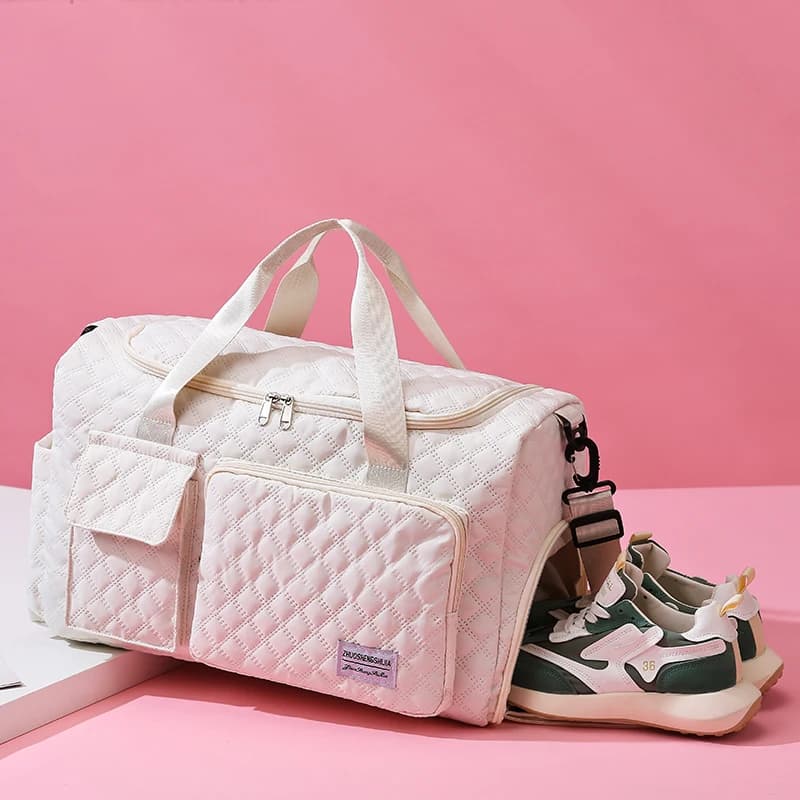 Sac de voyage en Textile Oxford cousu en losange de couleur unie de grande capacité, sac à main multifonctionnel pour femmes, offre spéciale 2024