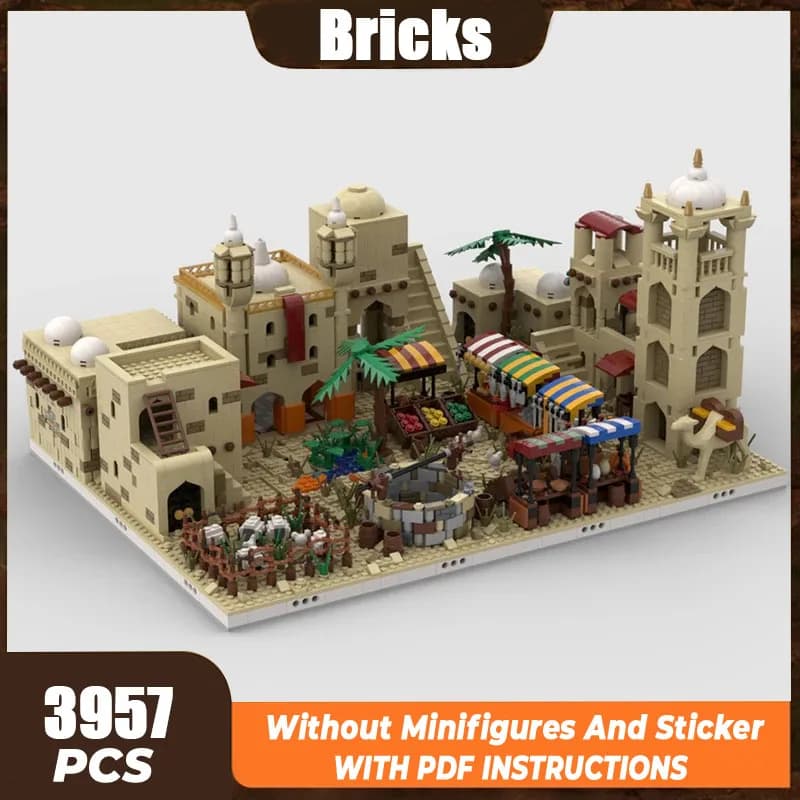 Moc-Briques de construction Street View pour enfants, modèle parfait, village du désert, technologie, blocs modulaires, cadeaux, jouets de