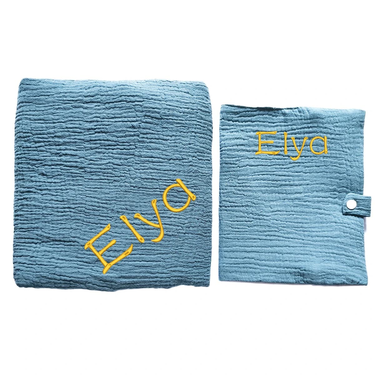 Couverture de Bébé Personnalisée avec Nom Brodé, Couverture de Livre de Santé, en Mousseline, Cadeau de Naissance pour Nouveau-Né