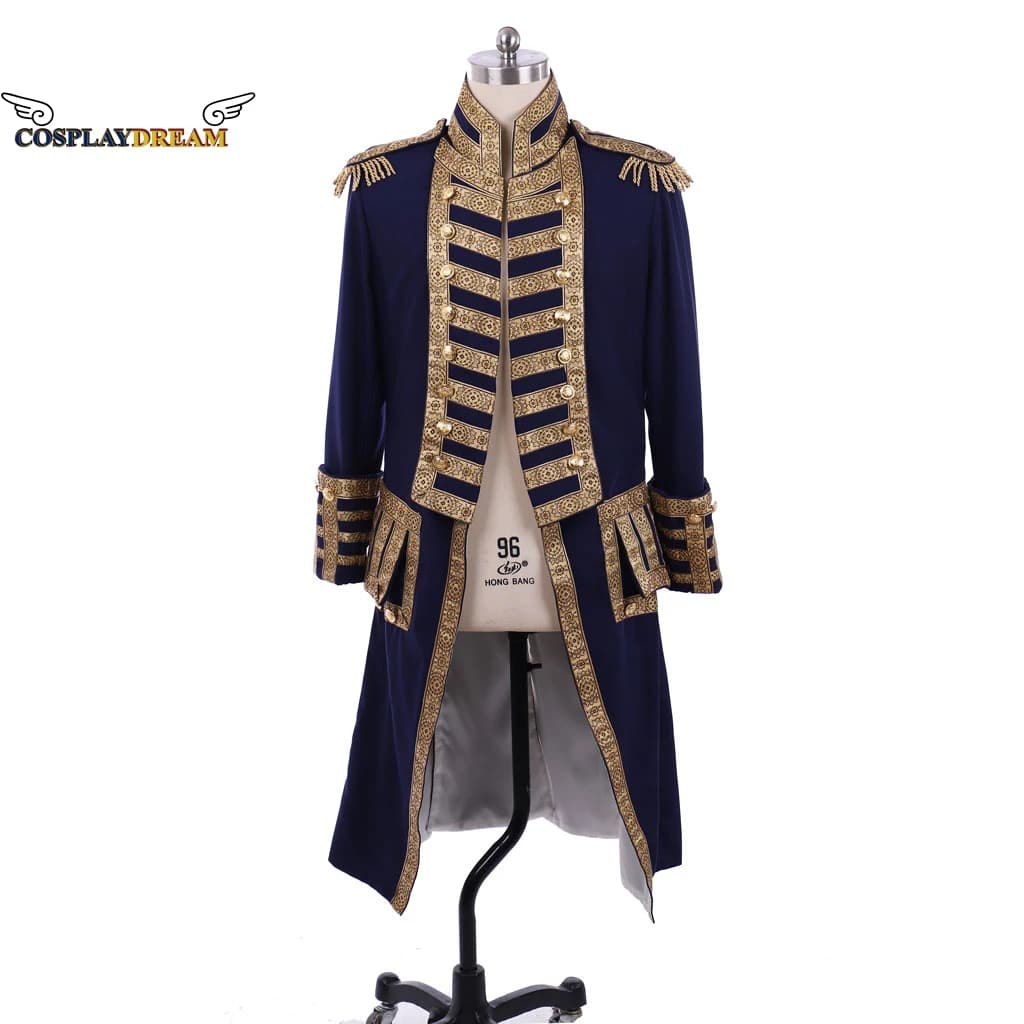 Manteau de soldat d'officier militaire royal du 18ème siècle, veste d'uniforme médiéval pour hommes, manteau de smoking colonial Hamilton, Costume
