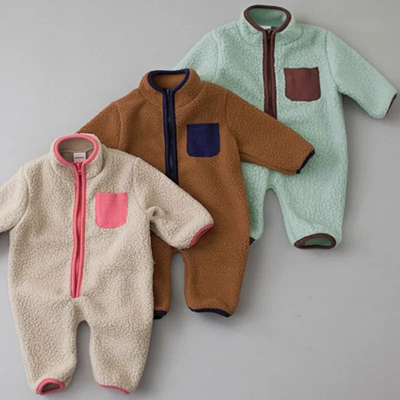MILANCEL Combinaison pour nouveau-né printemps-automne, combinaison chaude en molleton d'agneau pour bébé, vêtements d'extérieur pour tout-petits