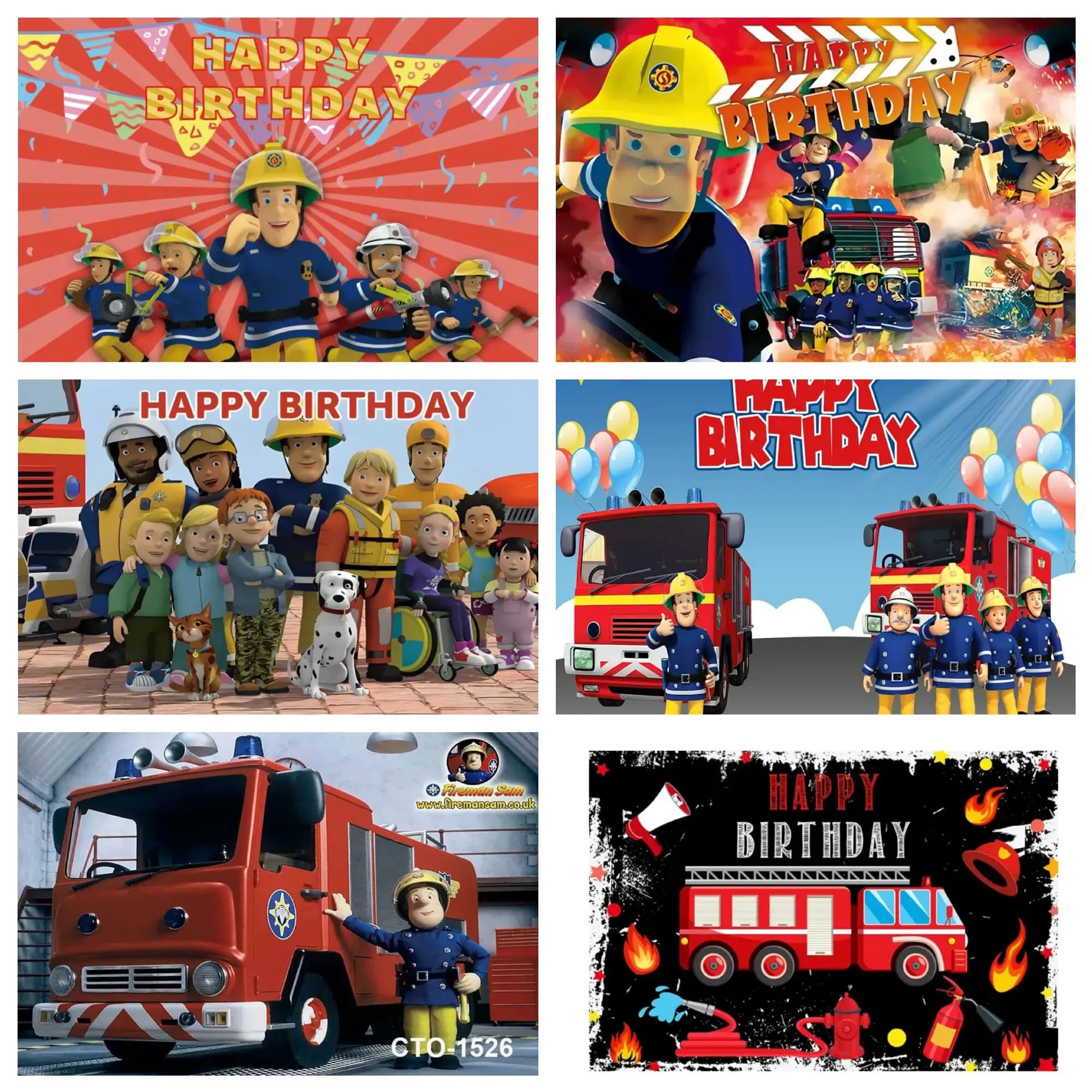Arrière-plan de fête d'anniversaire de pompier Sam & S, camion de pompier, arrière-plan de photographie, décorations de fête d'anniversaire pour