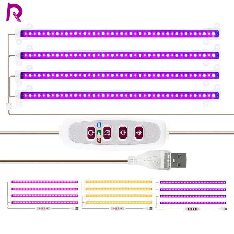 Lampe de culture LED 5V USB, Phytolampe horticole à spectre complet avec contrôle pour l'éclairage des plantes d'intérieur, des fleurs et des