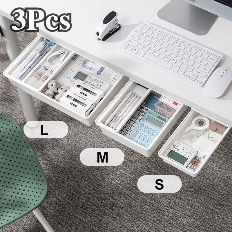 Boîte de rangement cachée, tiroir de rangement de bureau, support de rangement de Table en plastique auto-adhésif, organisateur de papeterie de
