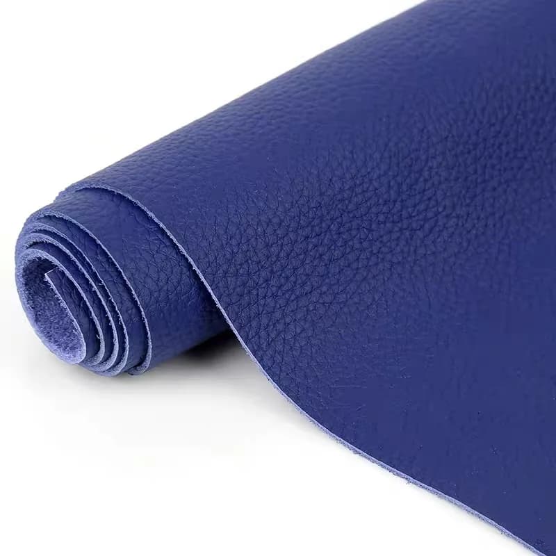 Cuir véritable, couleur bleu marine, couche supérieure en peau de vache, matériel de bricolage fait à la main, tissu en cuir, canapé en peau de