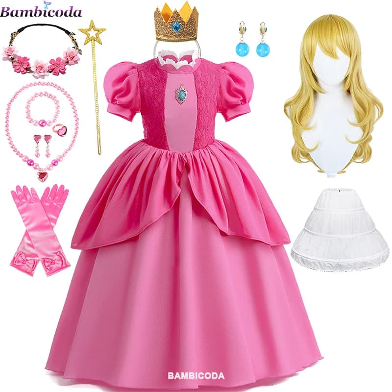 Robe de Cosplay princesse pêche pour filles, Costume de jeu de rôle, tenues de spectacle sur scène pour fête d'anniversaire, robes fantaisie de