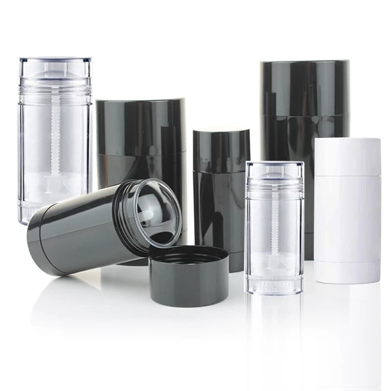 10/20/30 pièces 15ml 30ml 50ml 75ml forme ronde fond remplissage bâton déodorant conteneur noir voyage torsion vers le haut bâton déodorant Tube