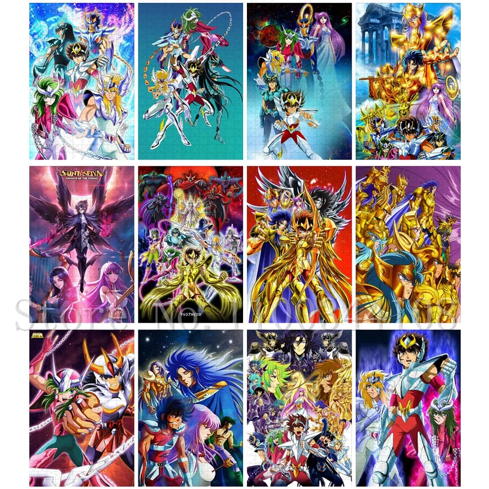300/500/1000 pièces Saint Seiya Puzzles pour adultes classique japon Anime Puzzles décompressant assemblage jeu jouets