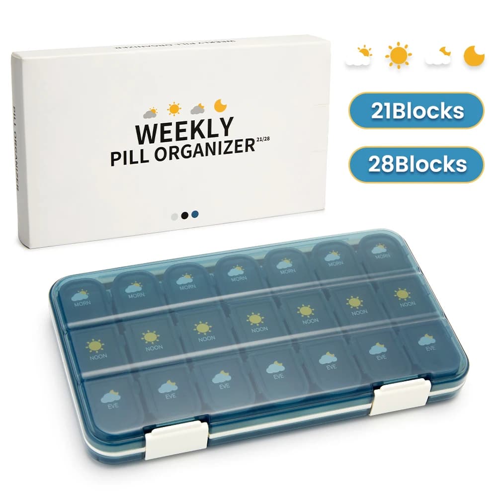 Boîte à pilules hebdomadaire de grande capacité, distributeur de médicaments, boîte à pilules, compartiment organisateur de comprimés