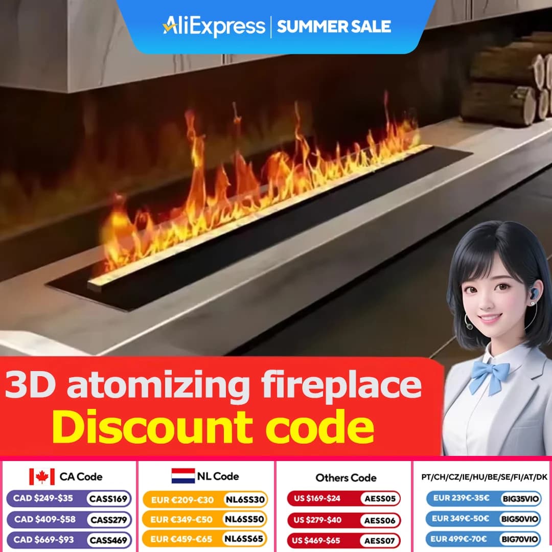 Foyer électrique intelligent à vapeur et flamme LED cheminée décorative feu automatique silencieux vapeur d'eau 3D garantie 5 ans 3D Simulation