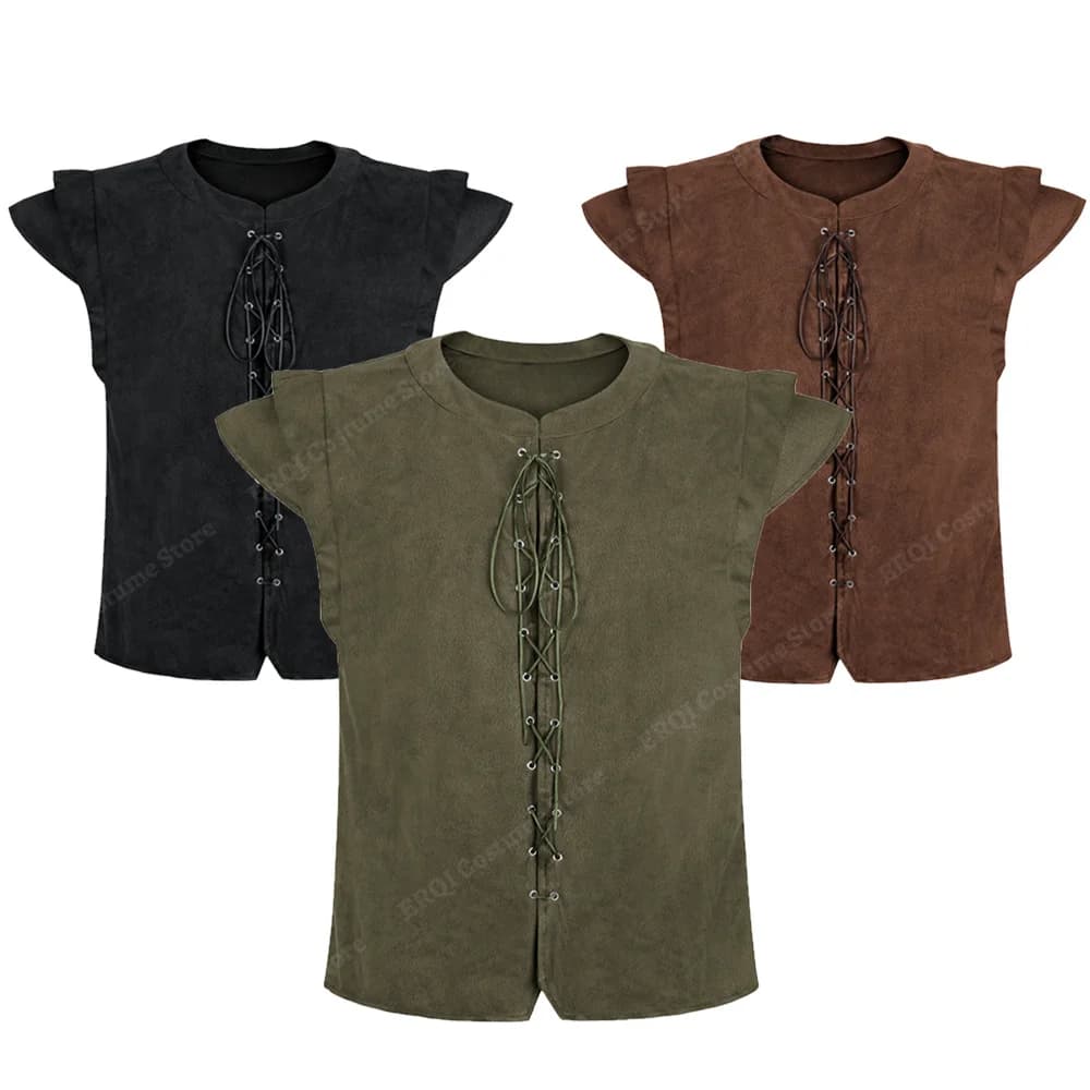 Gilet Pirate hommes Costume en cuir à lacets sur le devant hommes Pirate gilet médiéval adulte Vintage Renaissance gilet marron grande taille