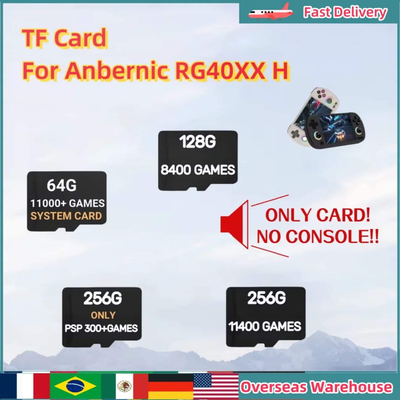 Carte de jeu pour Anbernic RG40XX H TF, jeux rétro pré-installés, PSP, 256G, mémoire, système de détermination, Plug and Play